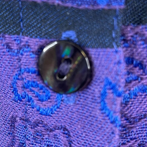 Vintage Chico's Womens ARTSY Woven Jacket Sz 2 L Blue Purple WESTERN Vibes - Picture 3 of 14